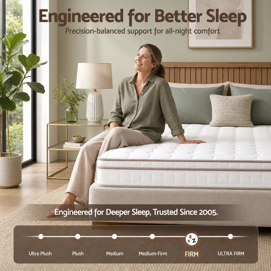 King Size Mattress 20cm Firm White Breathable Fabric Pocket Spring Comfort