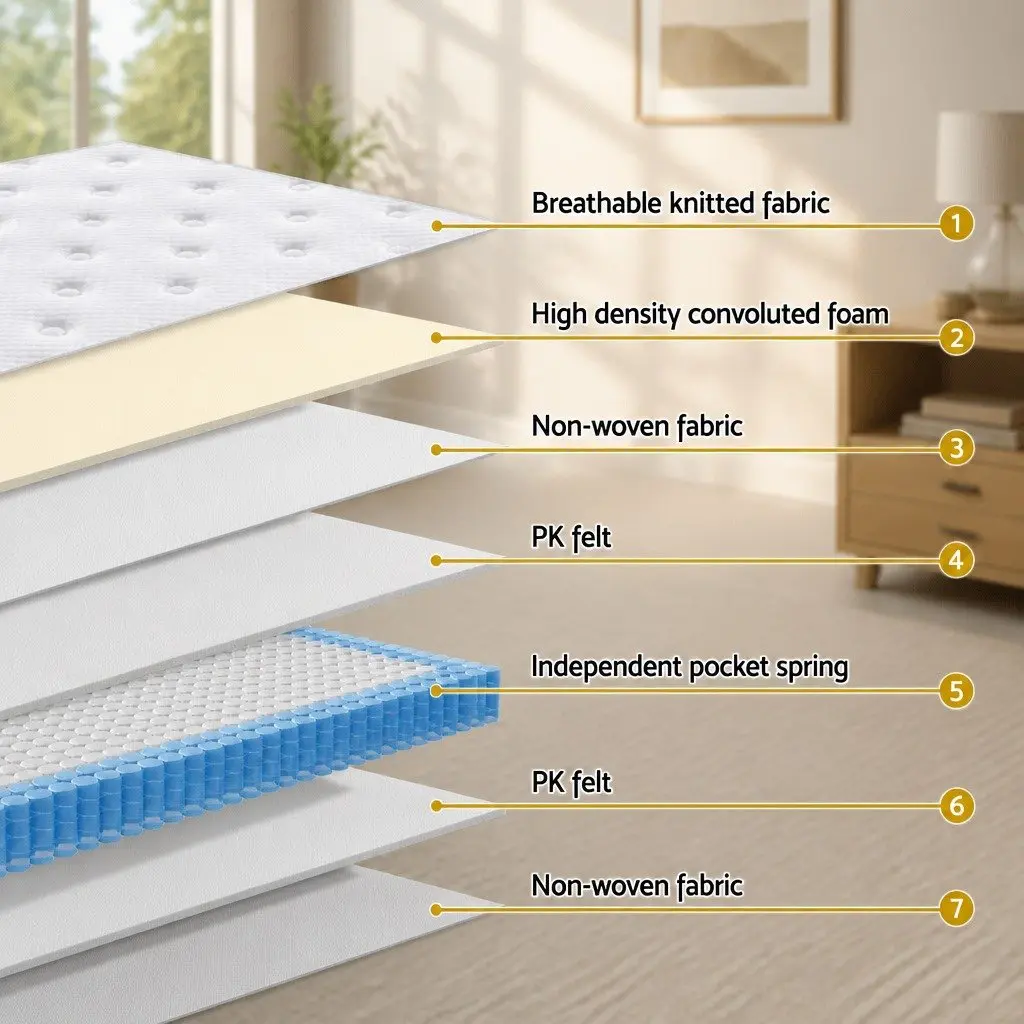 King Single Mattress 30cm Thick Euro Top Medium Firm Pocket Spring White