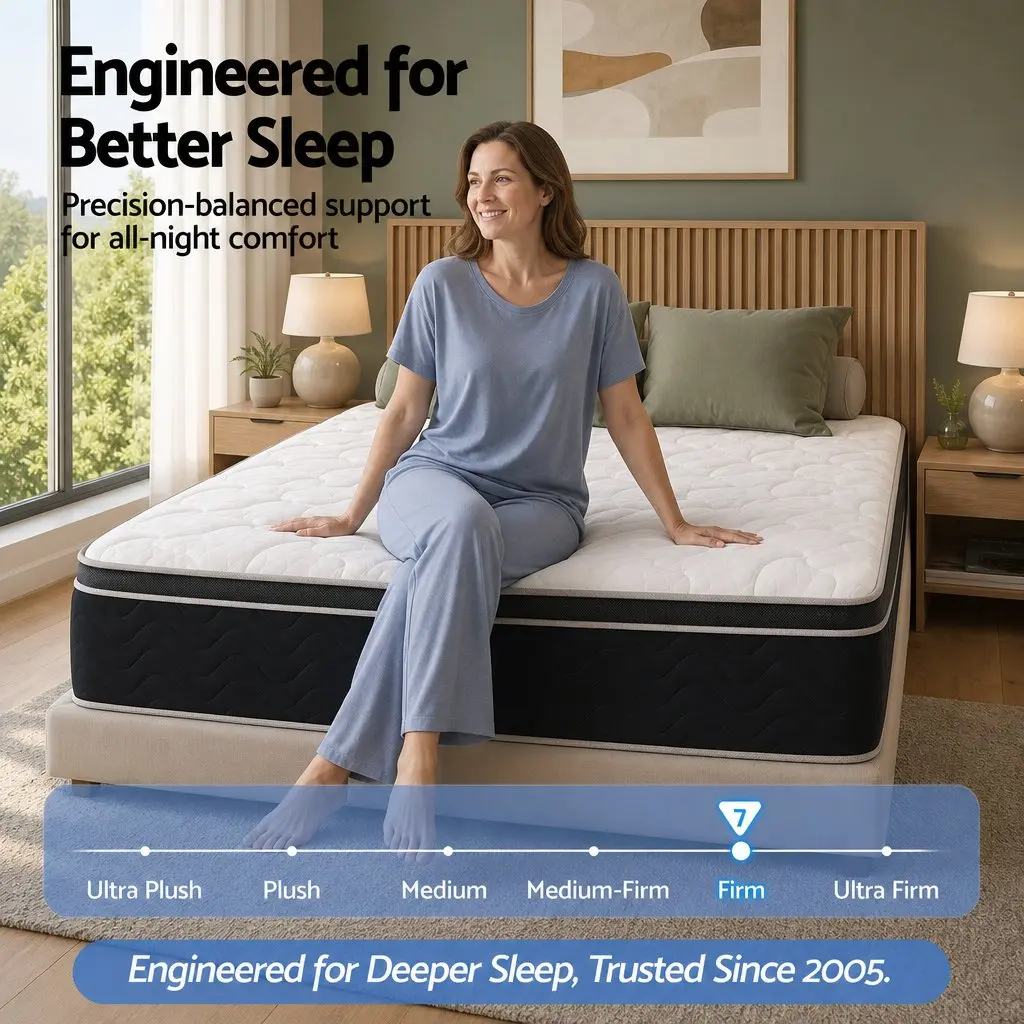 Double Mattress Firm 35cm Copper Memory Foam 7-Zone Pocket Springs