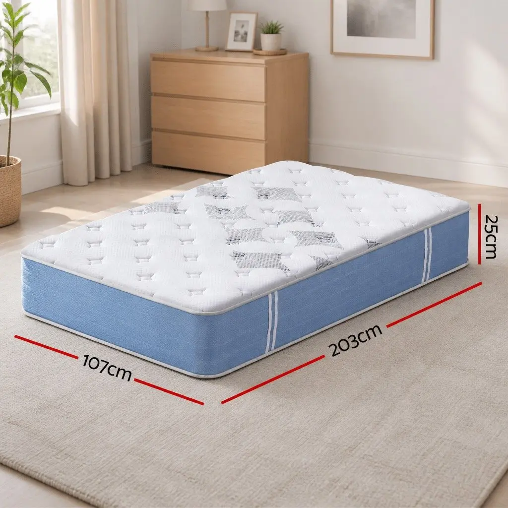 King Single Mattress Medium Firm Support Euro Top 25cm Bamboo Fibre Pocket Spring