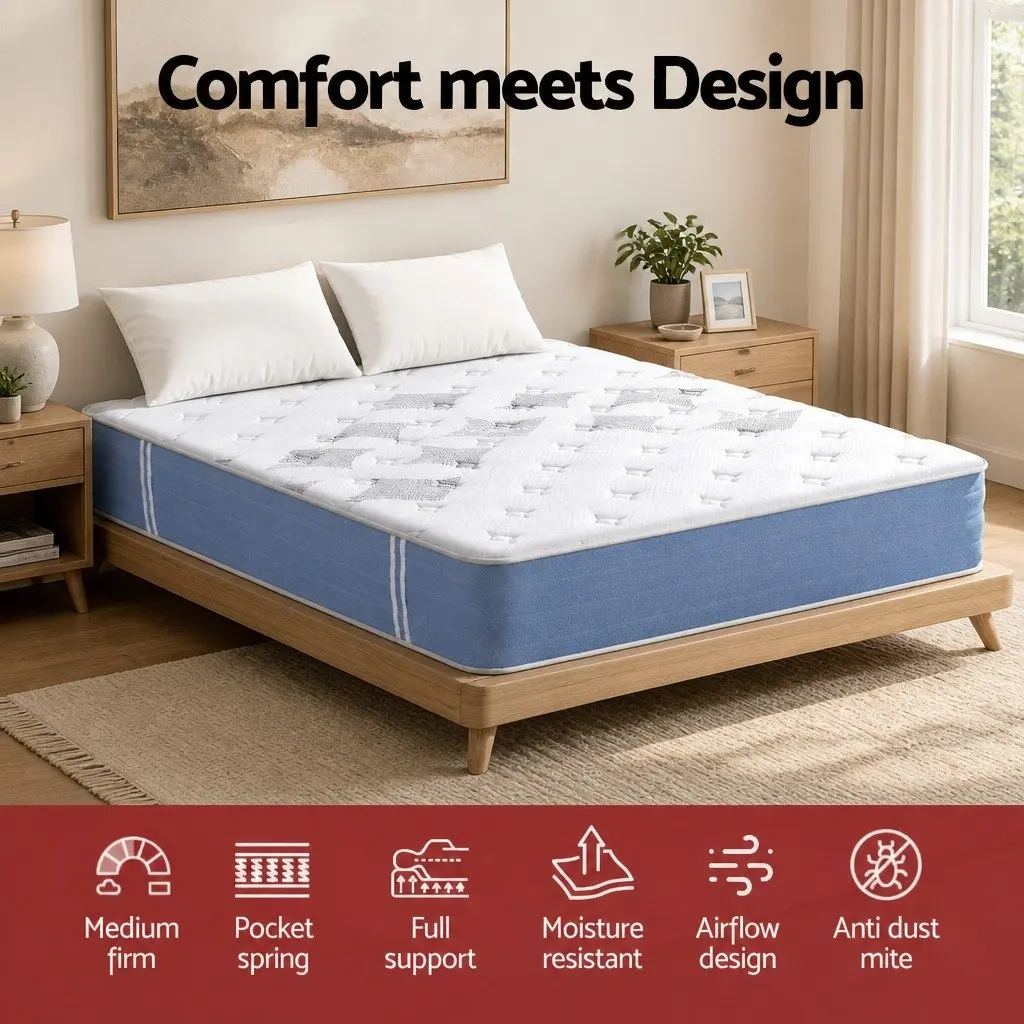 Queen Mattress 25cm Pocket Spring and Foam Construction