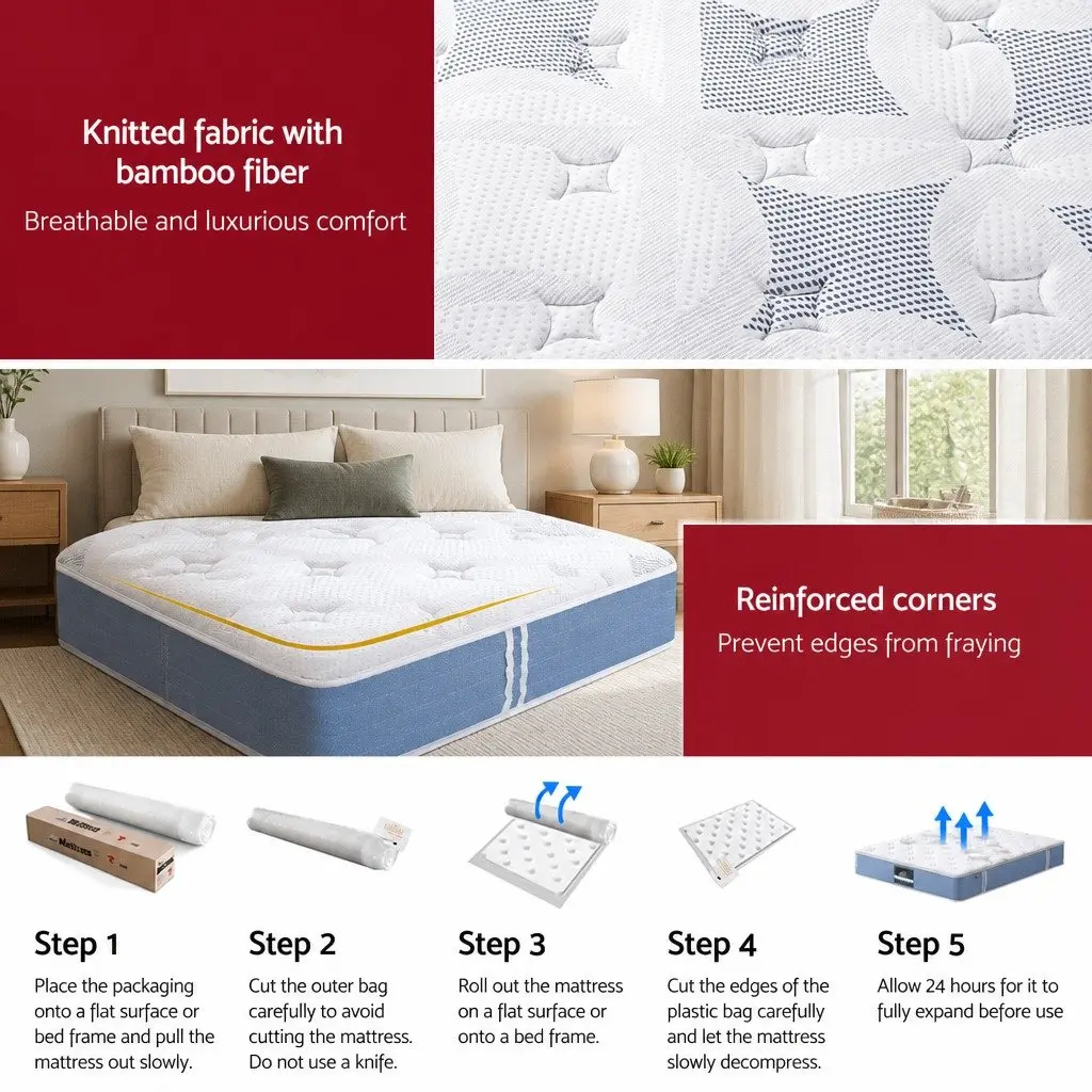Queen Mattress 25cm Pocket Spring and Foam Construction