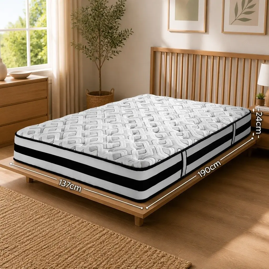 Double Mattress Ultra Firm Grey 24cm Tight Top Pocket Spring