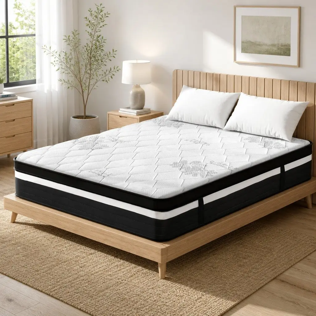 Queen Mattress Super Firm Support 28cm Euro Top Grey White
