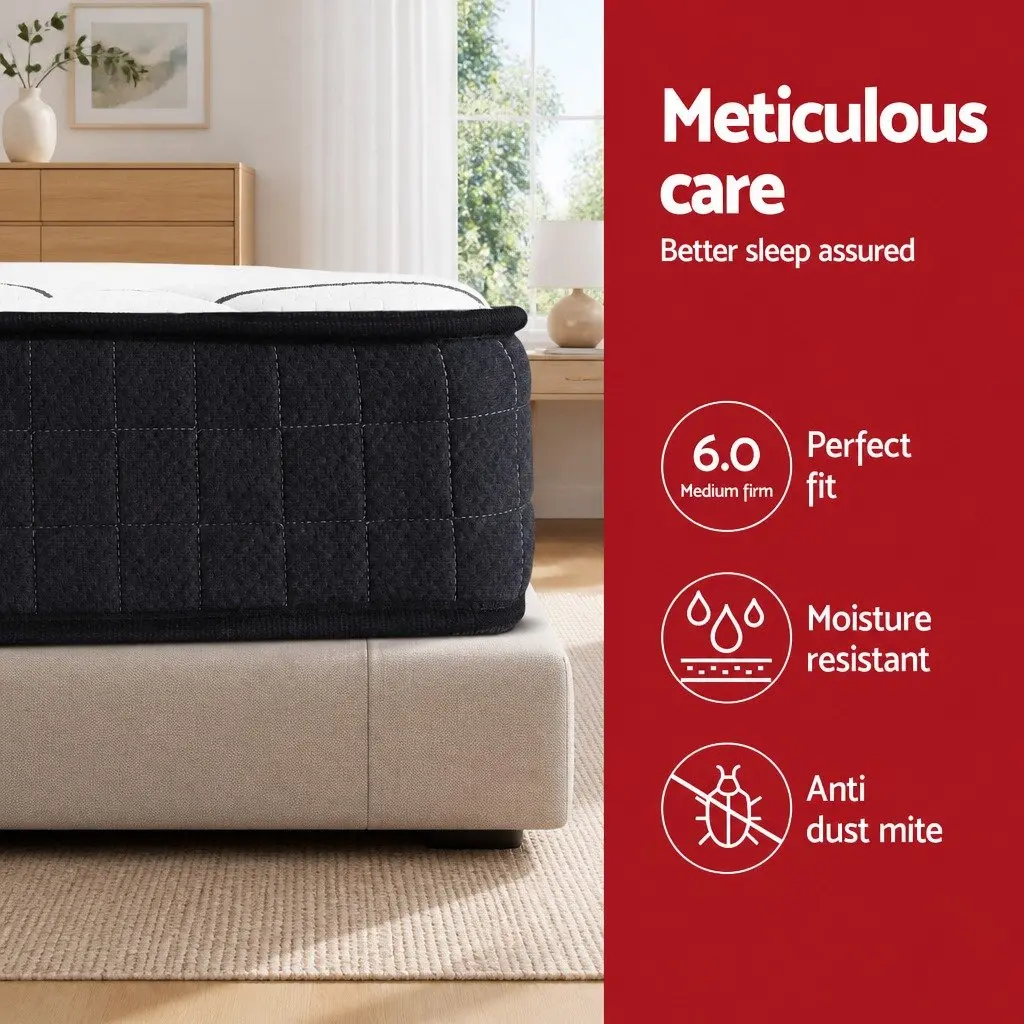 King Single Mattress Medium Firm 16cm White Bonnell Spring Foam Support