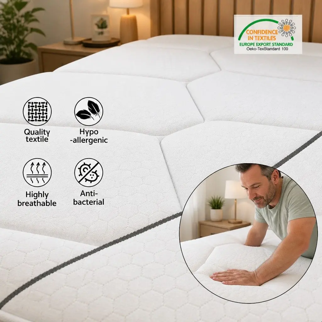 King Single Mattress Medium Firm 16cm White Bonnell Spring Foam Support