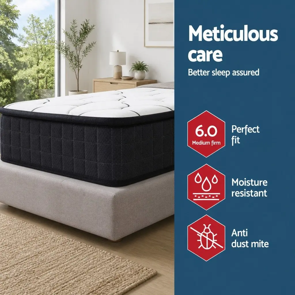 Queen Mattress 16cm Medium Firm Bonnell Spring Bed Sleep Support White