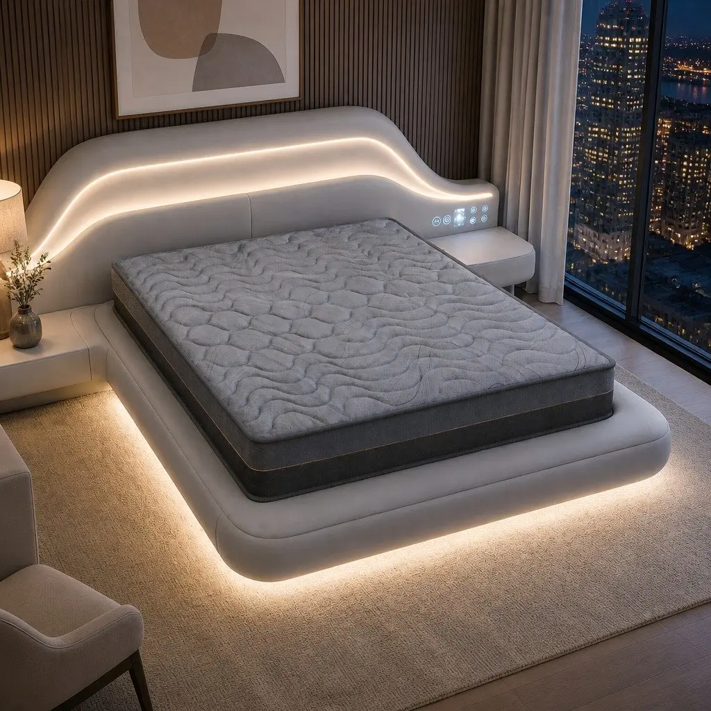 King Size Mattress Hybrid Pocket Spring Foam 25cm Grey Black