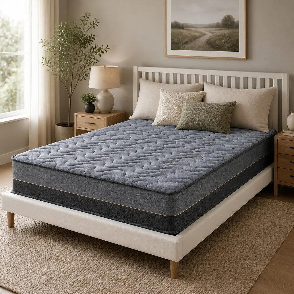 King Size Mattress Hybrid Pocket Spring Foam 25cm Grey Black