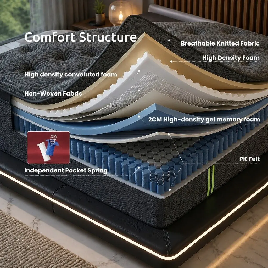 Queen Mattress 34cm Hybrid with Pocket Spring and Foam