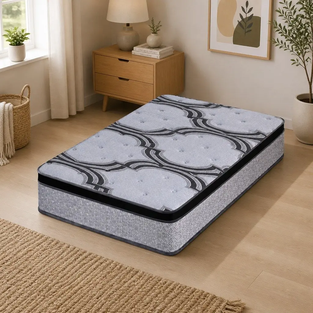 Single Mattress Extra Firm Support 34cm Grey Pocket Spring Memory Foam Latex