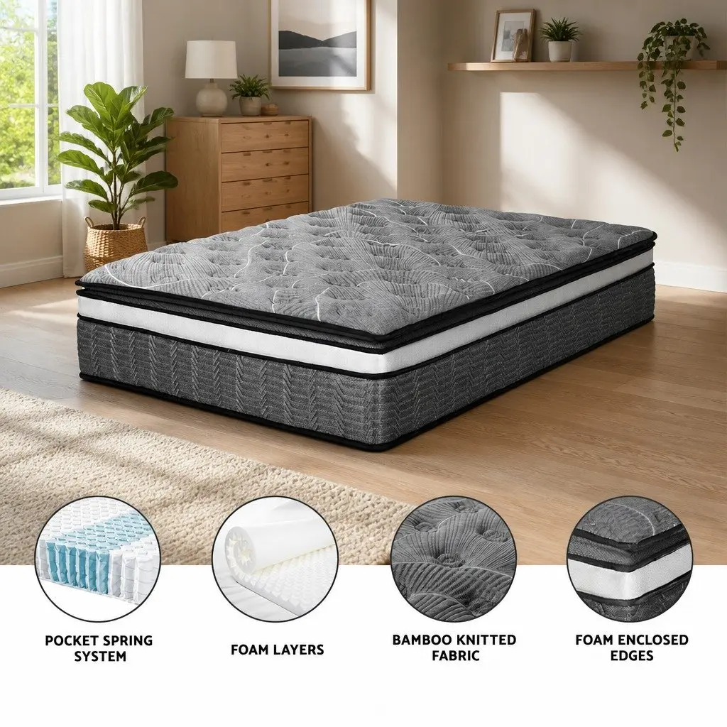 34cm Double Mattress with Pocket Spring Construction