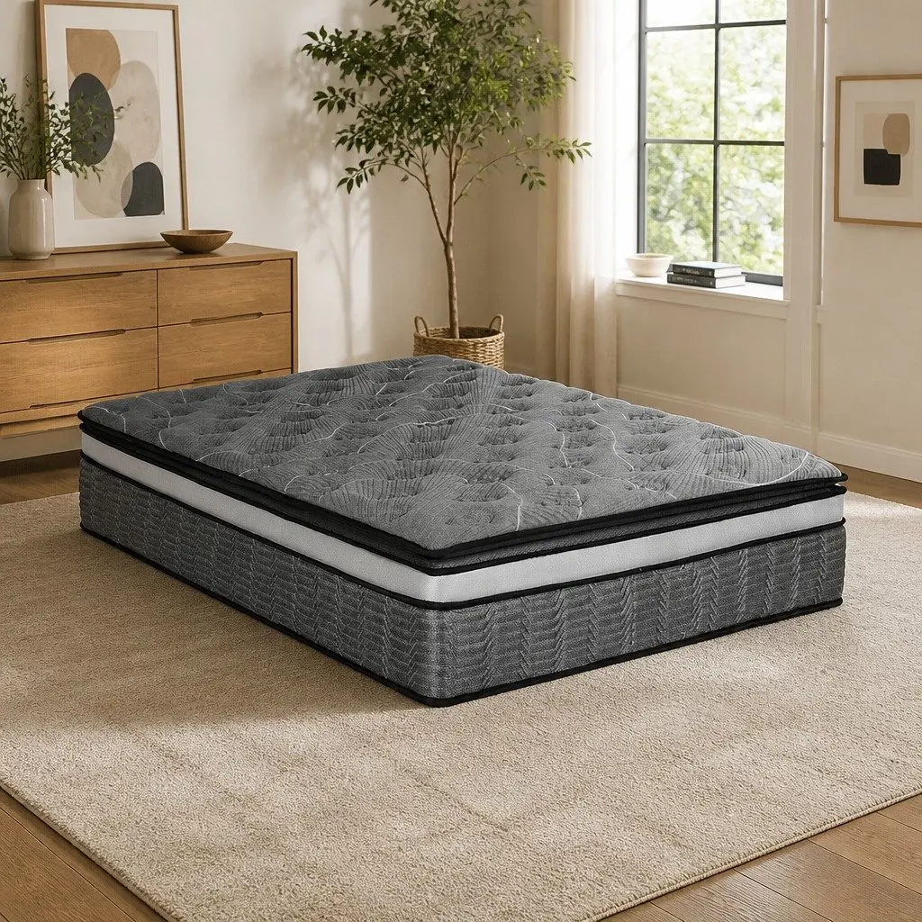 King Size Mattress Medium Firm 34cm Bamboo Double Layer Pocket Spring