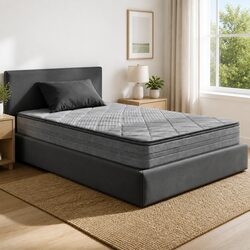 King Single Mattress 18cm Medium Firm Grey with Coil System