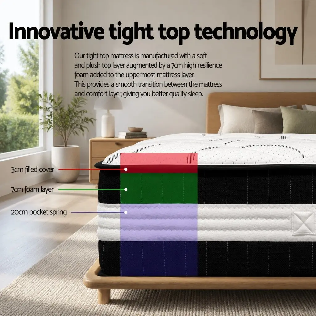 Single Mattress 30cm Medium Firm Pocket Spring