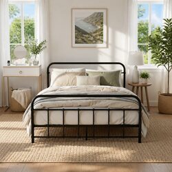 Metal Bed Frame for Standard Double Mattress Black