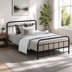 Chic Black Metal Bed Frame for King Single Mattress