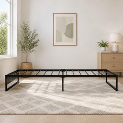 Single Bed Frame in Steel and MDF with Industrial Style