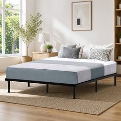 Modern Queen Size Black Metal Bed Frame with Storage
