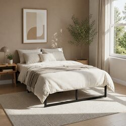 Black Double Metal Bed Frame with Under-Bed Storage