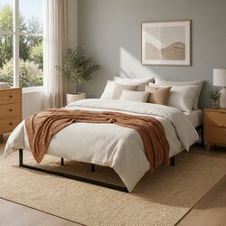 King Size Metal Bed Frame in Black Steel with Storage