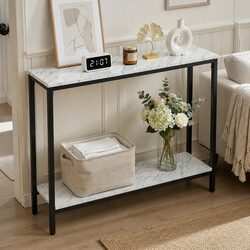 Console Table with Marble Effect and Metal Frame
