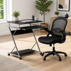 Functional Computer Desk and Office Chair with Tray