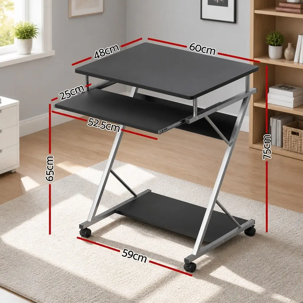 Computer Desk with Sliding Keyboard Tray Black 60CM