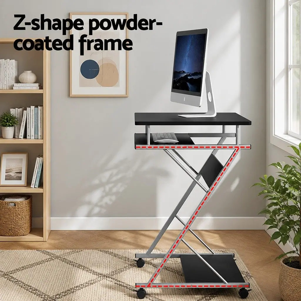 Computer Desk with Sliding Keyboard Tray Black 60CM