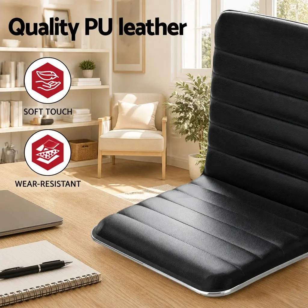 Office Chair and Computer Desk Set Low Back Adjustable Height 120cm Black PU Leather