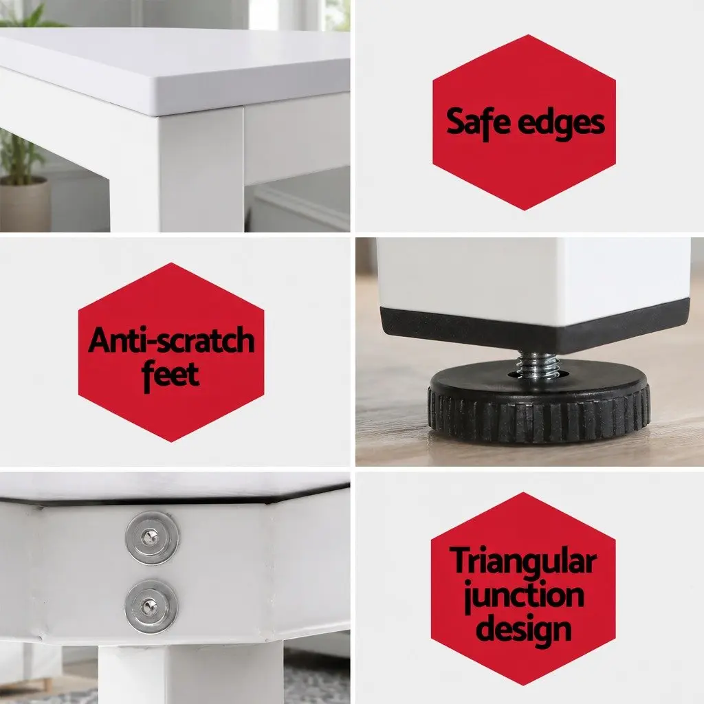 White Computer Desk 120CM Spacious Surface Study Table Particle Board Home Office