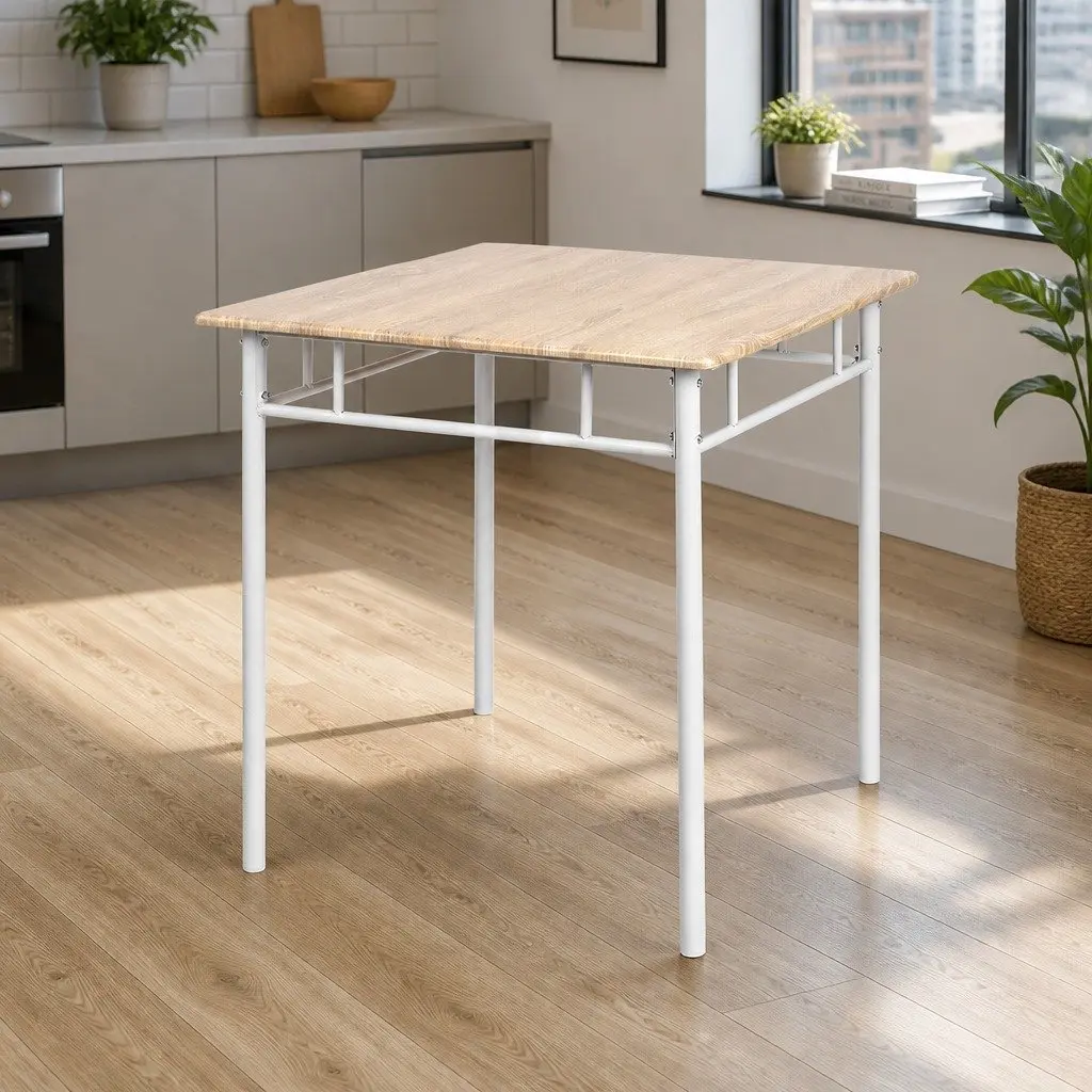 Dining Table and Chairs Set 3 Piece Industrial Style Kitchen Furniture Natural