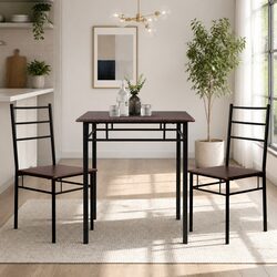 Industrial Dining Table and Chair Set for 3