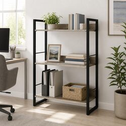 3-Tier Display Bookshelf With Metal Frame