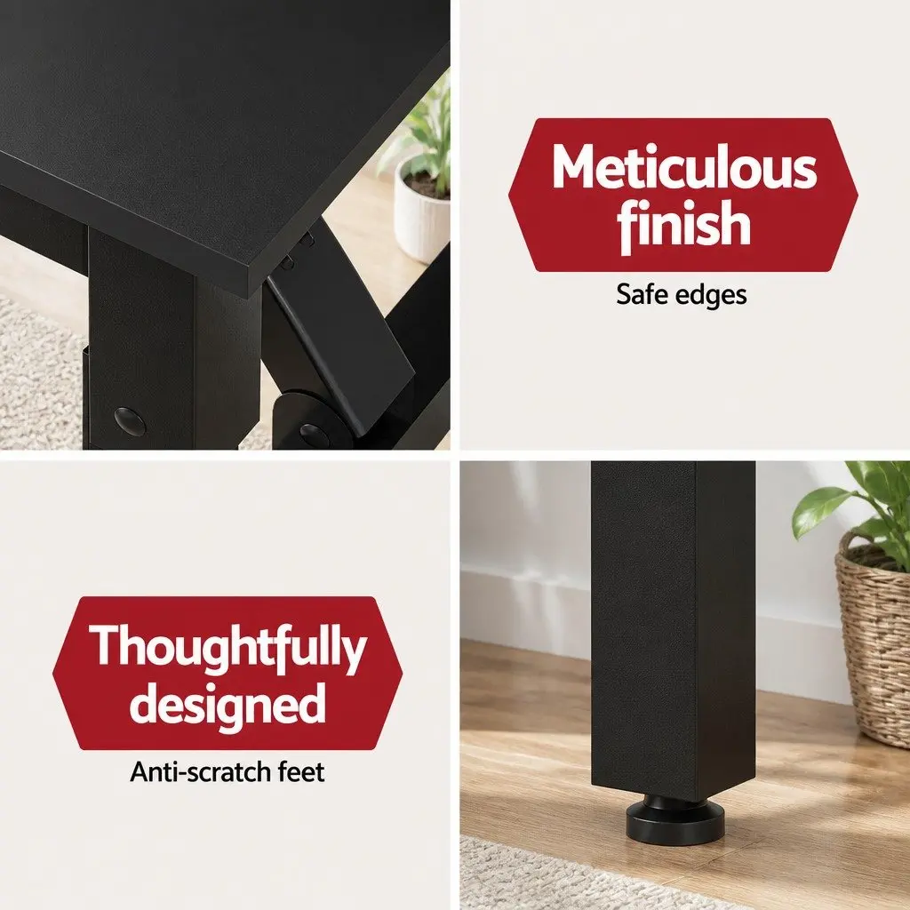 Foldable Computer Desk 80cm Black Home Office Study Workstation Corner Table