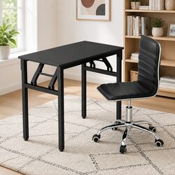 Compact Black Computer Desk and Chair Set