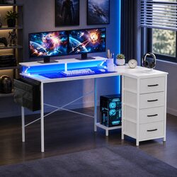 L Shaped Computer Desk 140cm with Integrated LED Lighting