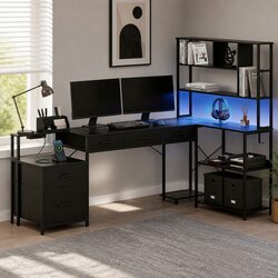 L Shaped Gaming Computer Desk 200cm with Storage Options