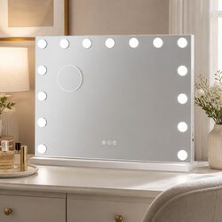 LED Vanity Mirror 45x58cm with 10x Detachable Magnifier
