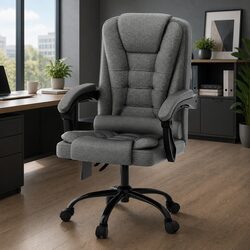 Fabric Grey High Back Office Chair with Massage Function