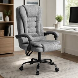 Grey Executive Office Chair with Adjustable Recline and Massage