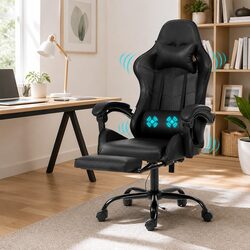 Massage Gaming Office Chair with 2-Point Vibration and Adjustable Features