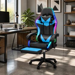Massage Gaming Office Chair with Ergonomic Design and LED