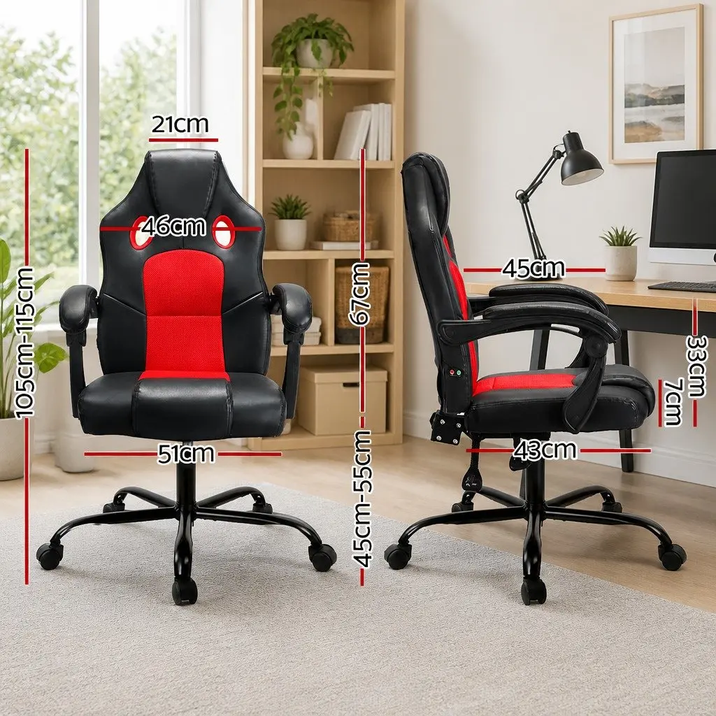 Massage Chair Ergonomic Comfort High Back PU Leather Black or Red