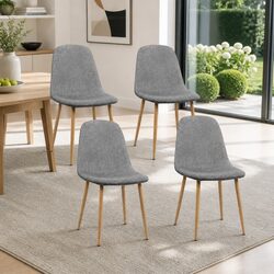 4-Piece Dining Chair Set in Light Grey with Iron Legs