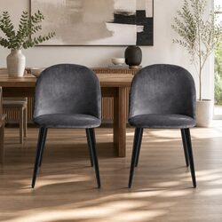 Dining Chairs Set of 4: Velvet Upholstered, Iron Construction