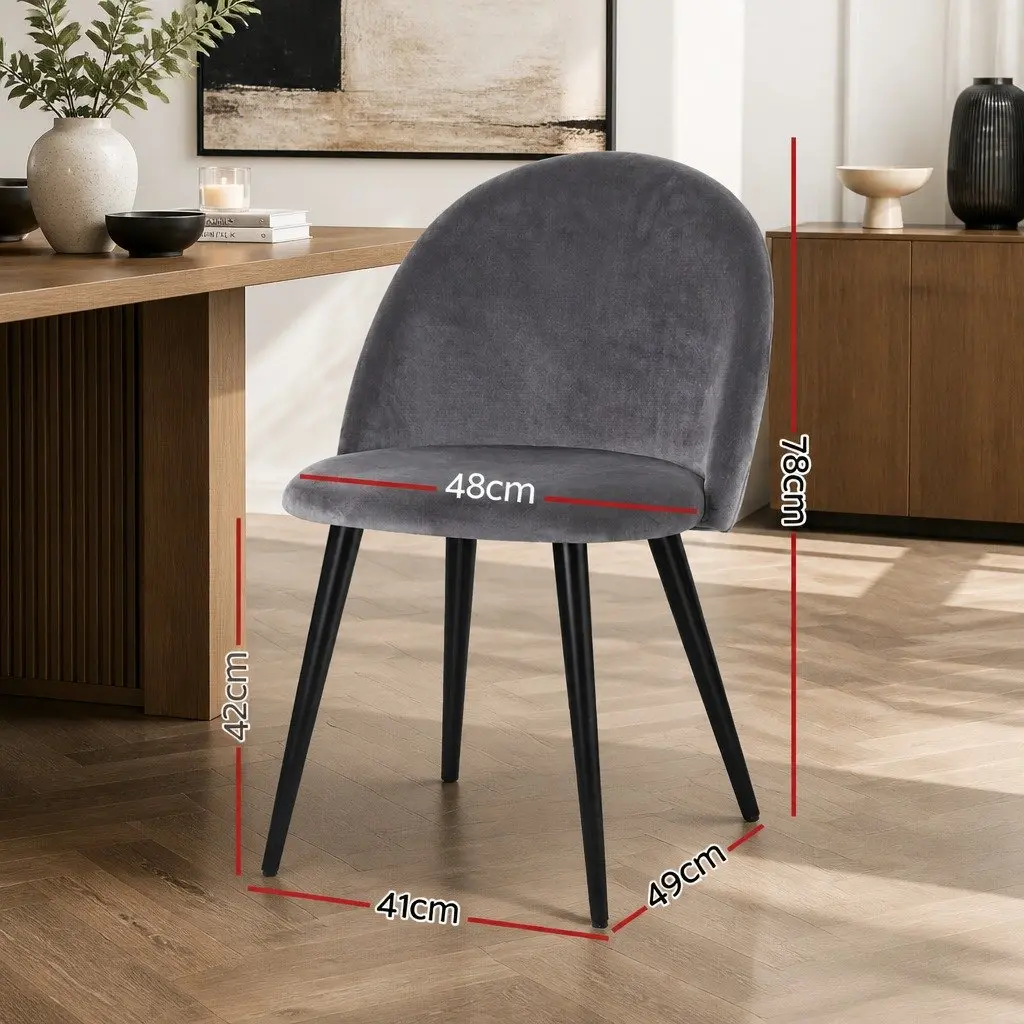 Dining Chairs Set of 4 Velvet Curved Seat Wide Comfortable Iron Legs Black