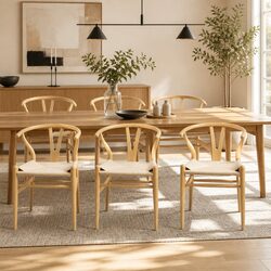 Dining Chairs Set of 6 with Paper Rope Seat