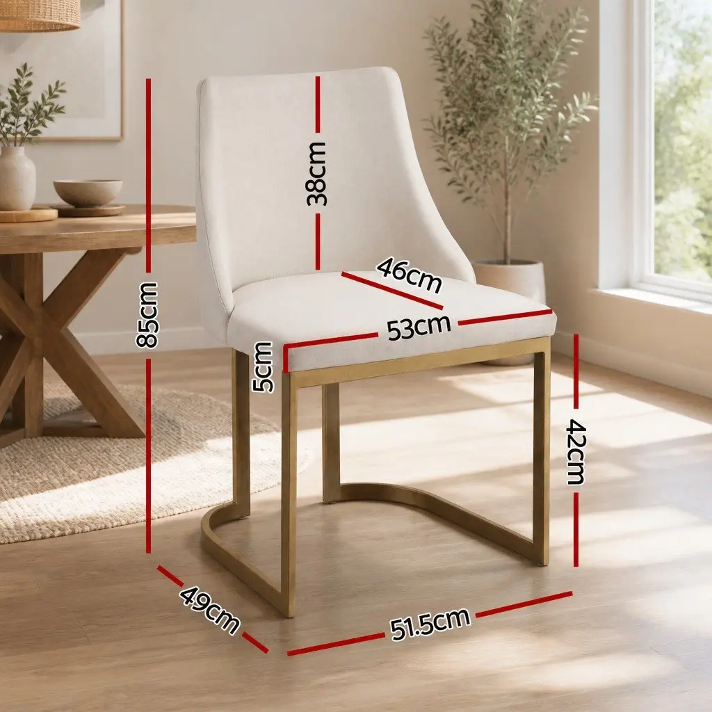 Dining Chairs Set of 4 Linen Fabric Padded Seat Kitchen Dining Room Furniture