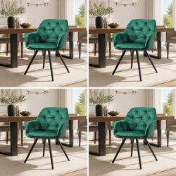 Green Velvet Armchair Dining Chairs Set of 4